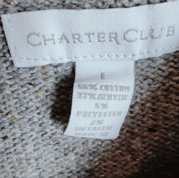Charter Club Women's Silver Grey Cowl Neck Pullover Sweater 3/4 Sleeve, Sz L - Picture 7 of 8